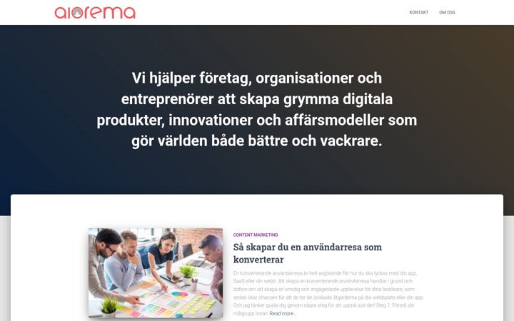 Skärmbild av aiorema.se