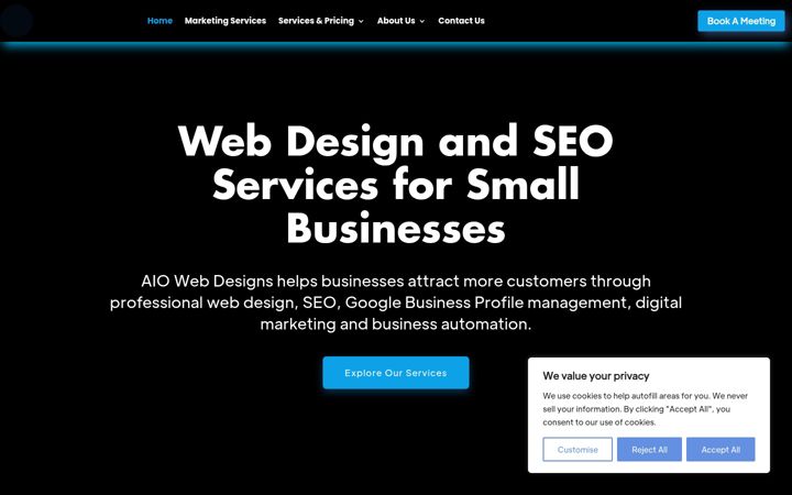 Screenshot of aiowebdesigns.com