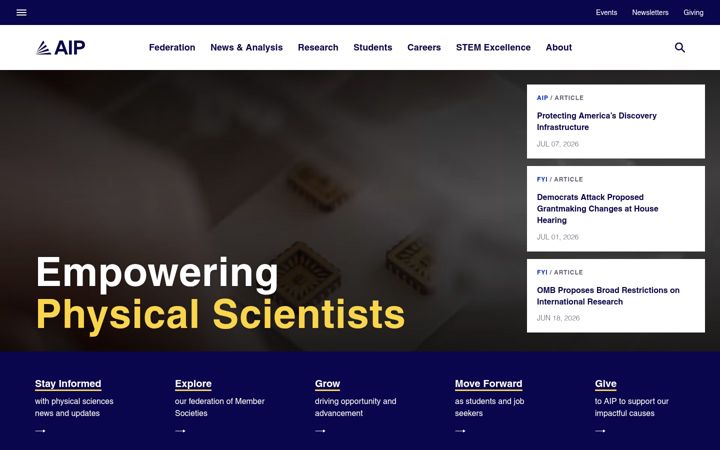 Screenshot van aip.org