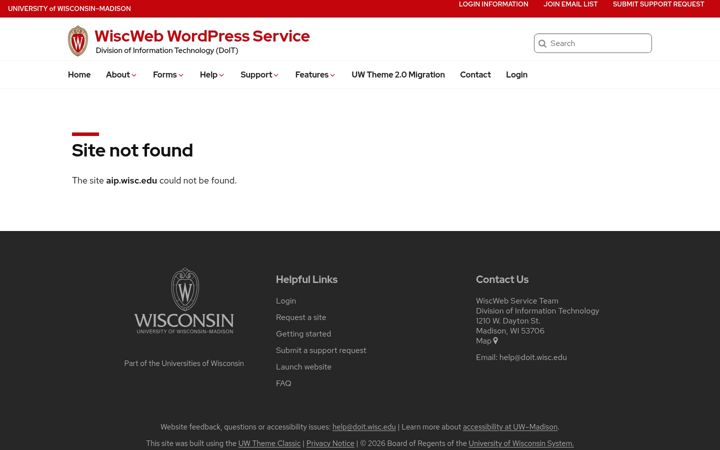 Screenshot of aip.wisc.edu
