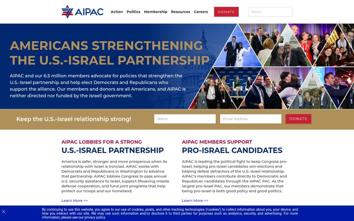 Screenshot of aipac.org