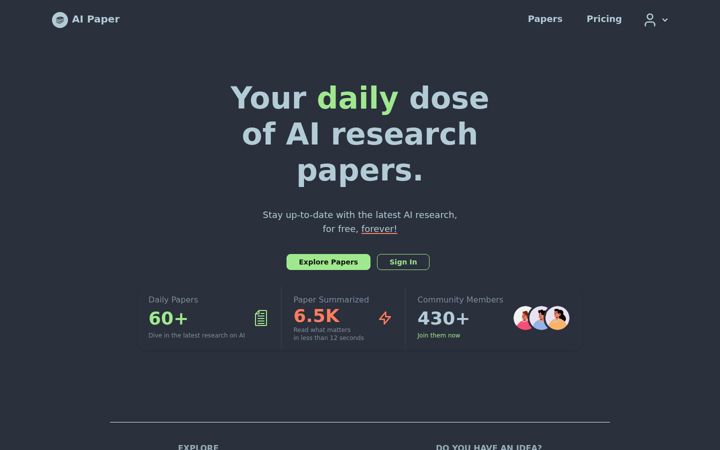 Screenshot of aipaper.dev