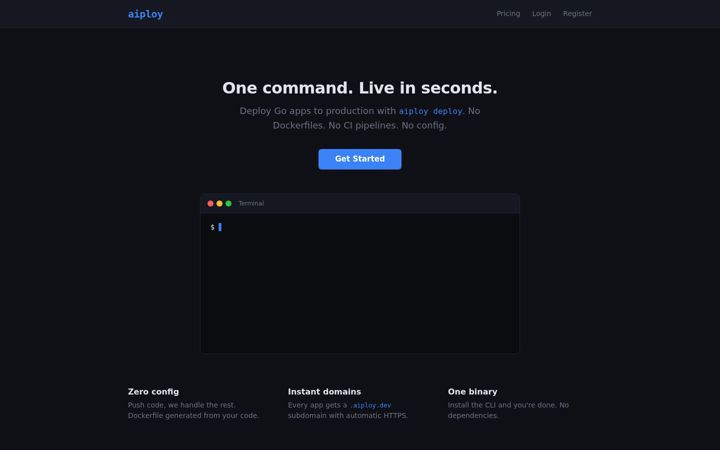 Screenshot ta' aiploy.dev