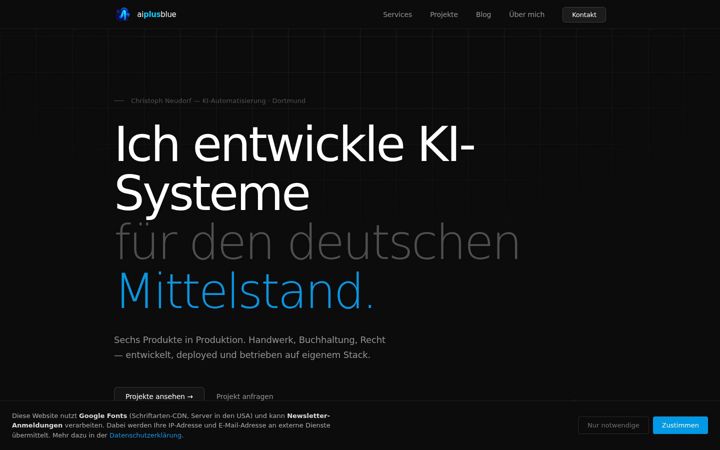 Screenshot of aiplusblue.de