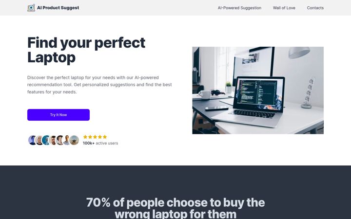 Screenshot of aiproductsuggest.com