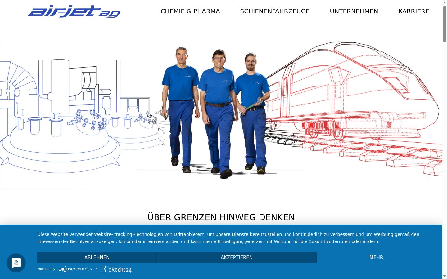 Screenshot des Einwilligungsbanners vor jeglicher Interaktion