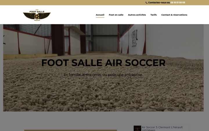 Captură de ecran a air-soccer.fr
