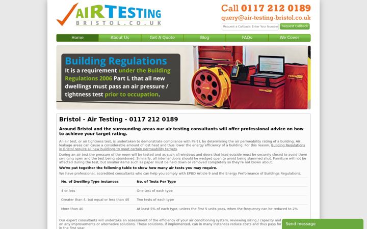 Screenshot of air-testing-bristol.co.uk