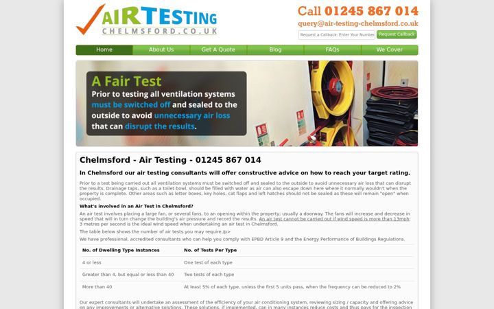 Screenshot of air-testing-chelmsford.co.uk