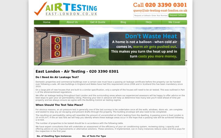Skærmbillede af air-testing-east-london.co.uk