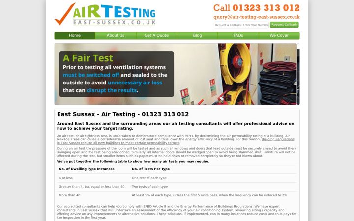 Skærmbillede af air-testing-east-sussex.co.uk