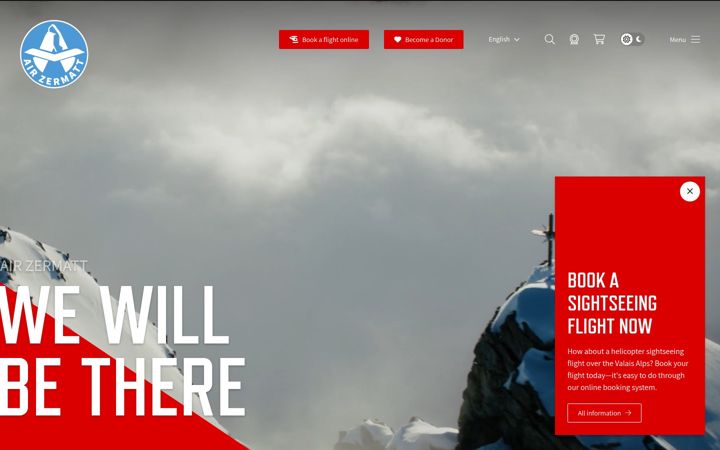 Screenshot of air-zermatt.ch