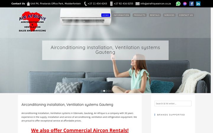 Екранна снимка на airafriqueaircon.co.za