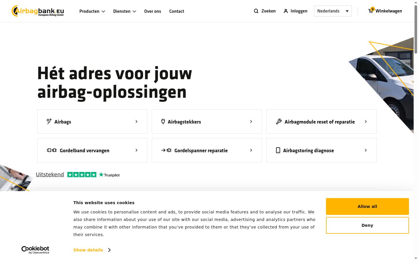 Screenshot van de toestemmingsbanner zoals getoond vóór enige interactie