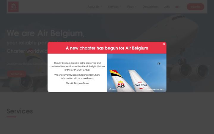 Screenshot του airbelgium.com
