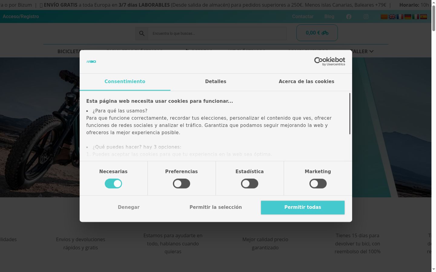 Screenshot of the consent banner shown before any interaction