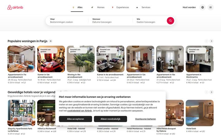 Screenshot of airbnb.be