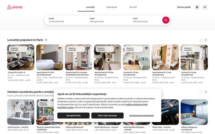 Screenshot of airbnb.com.ro