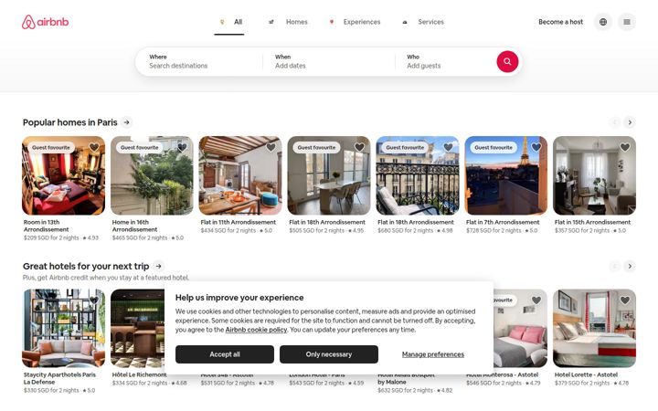 Screenshot of airbnb.com.sg