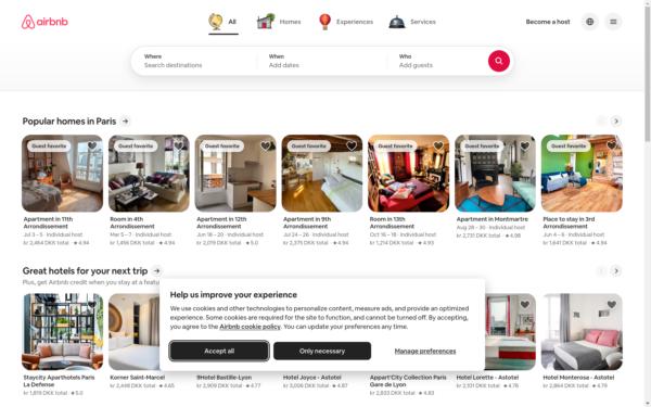 Screenshot of airbnb.com