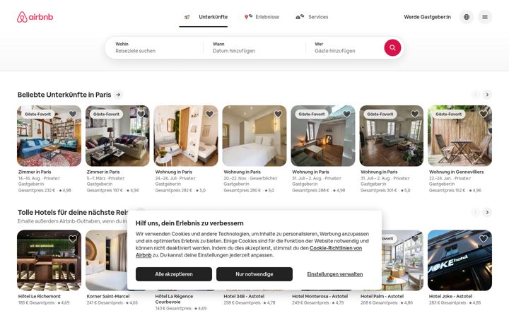 Captura de ecrã de airbnb.de