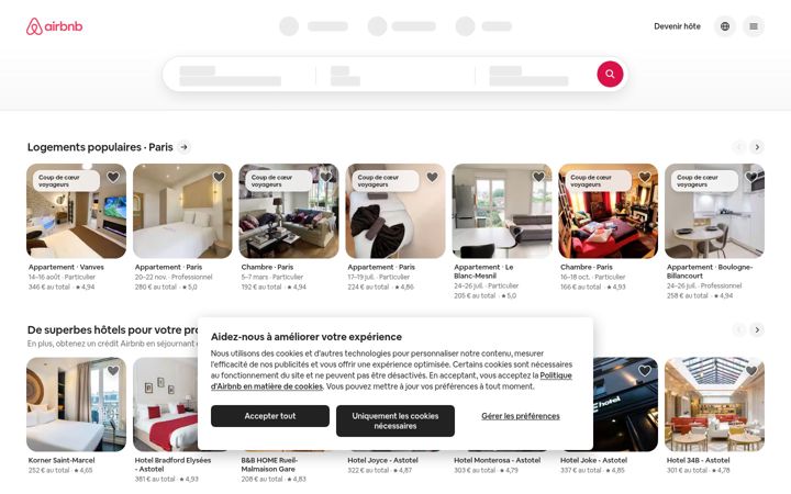 Ekrano kopija airbnb.fr