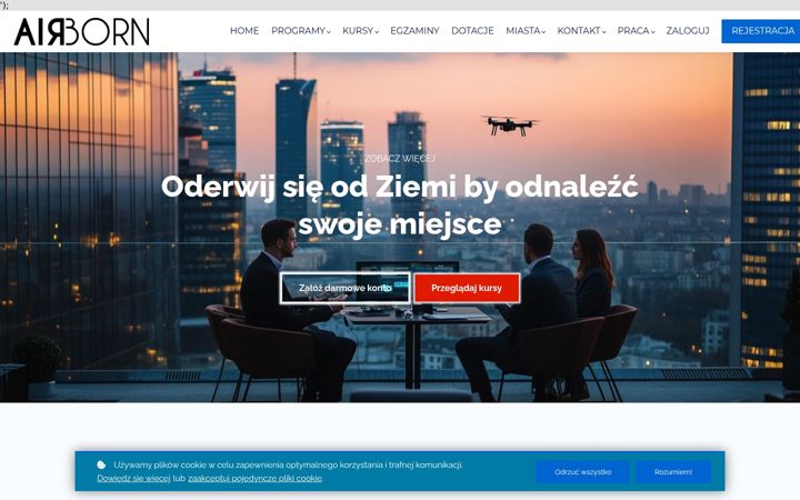 Kuvakaappaus sivustosta airborn.aero