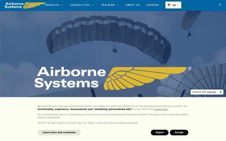 Ekrānuzņēmums no airborne-sys.com