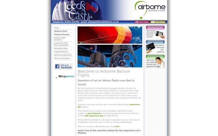 Screenshot of airborneballoons.co.uk
