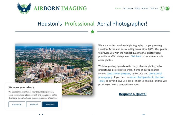 Screenshot of airbornimaging.com
