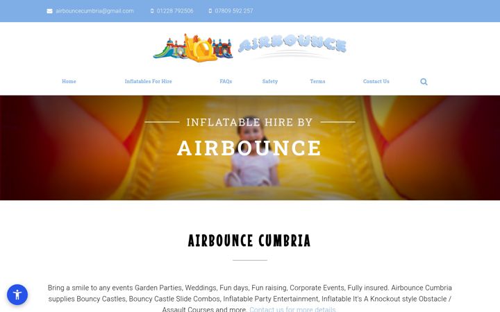 Screenshot of airbouncecumbria.co.uk