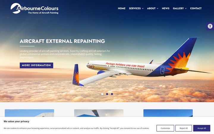 Screenshot of airbournecolours.com