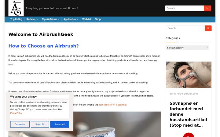 Screenshot of airbrushgeek.com