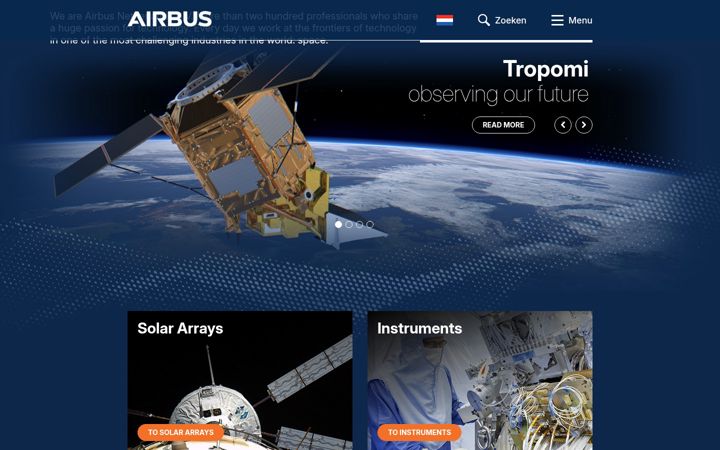 Screenshot of airbusdefenceandspacenetherlands.nl