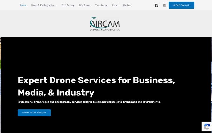Screenshot of aircamdrone.co.uk