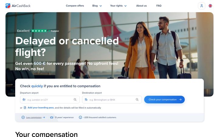 Screenshot stránky aircashback.com