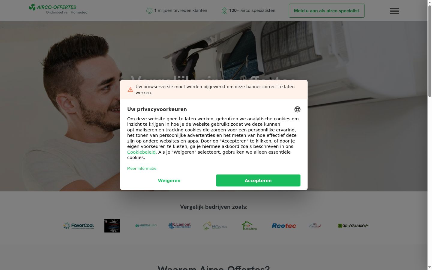 Snímka obrazovky banera súhlasu zobrazeného pred akoukoľvek interakciou