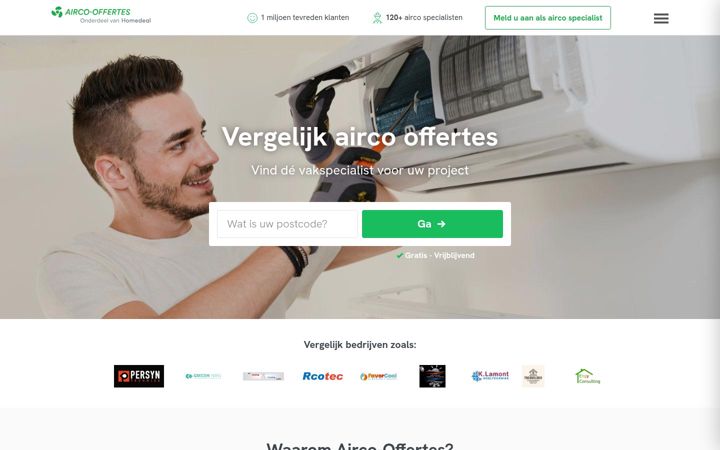 Screenshot of airco-offertes.com