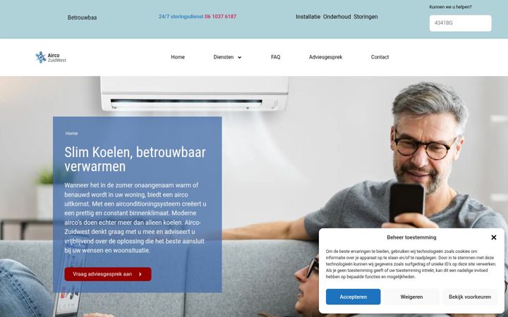 Screenshot of airco-zuidwest.nl