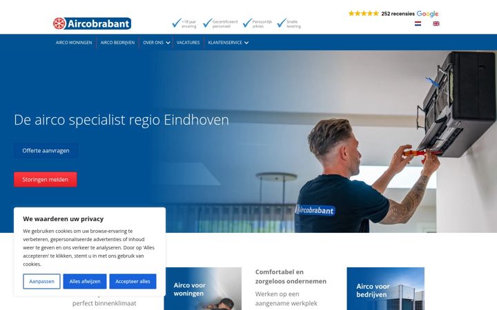 Snímek obrazovky aircobrabant.nl