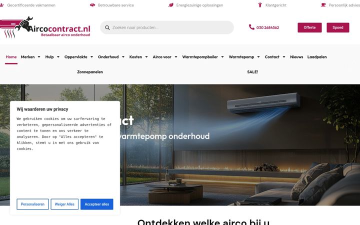 Screenshot of aircocontract.nl