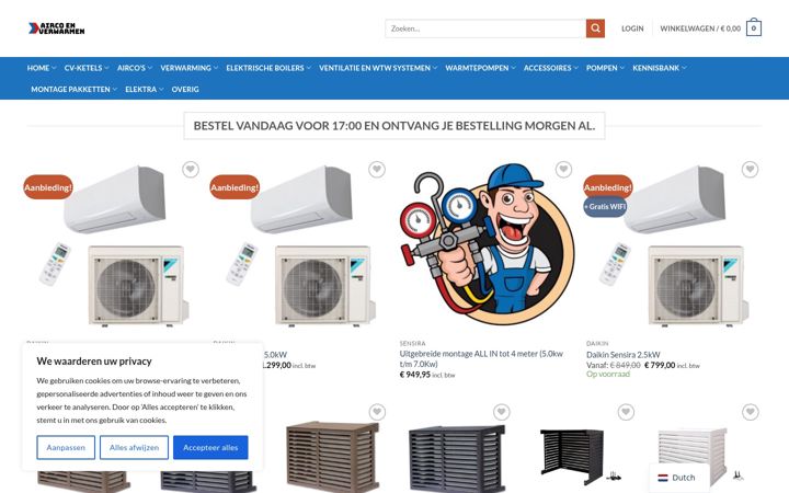 Screenshot of aircoenverwarmen.nl