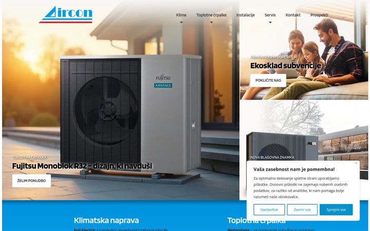 Ekrānuzņēmums no aircon.si