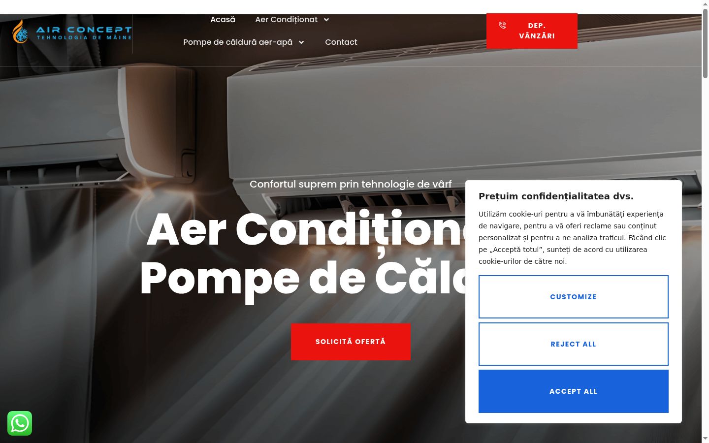Captura de ecrã do banner de consentimento apresentado antes de qualquer interação
