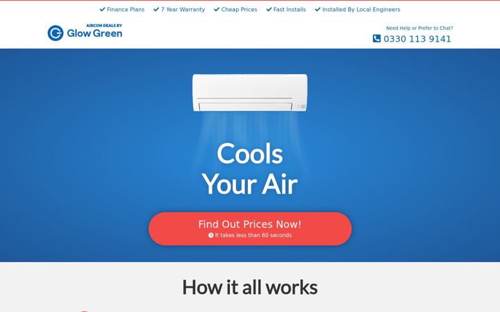 Ekrānuzņēmums no aircondeals.co.uk