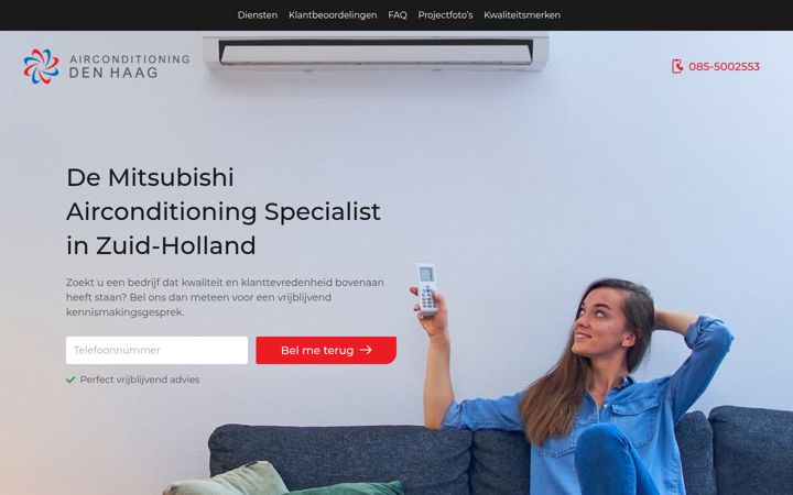 Screenshot of airconditioningdenhaag.nl