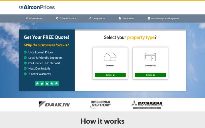 Ekrānuzņēmums no airconprices.co.uk