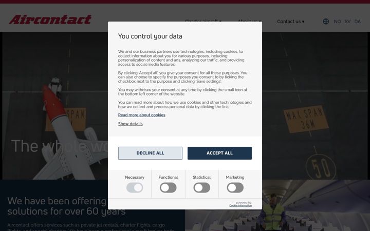 Screenshot van aircontact.com