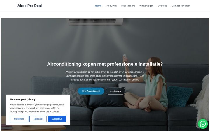 Ekrānuzņēmums no aircoprodeal.nl