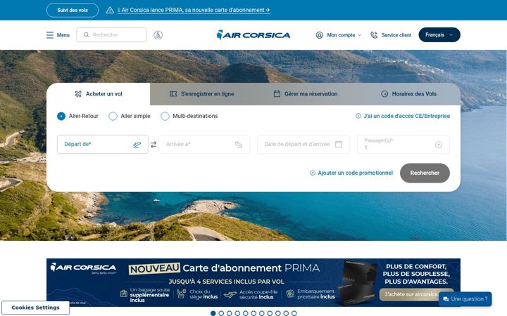 Screenshot of aircorsica.com